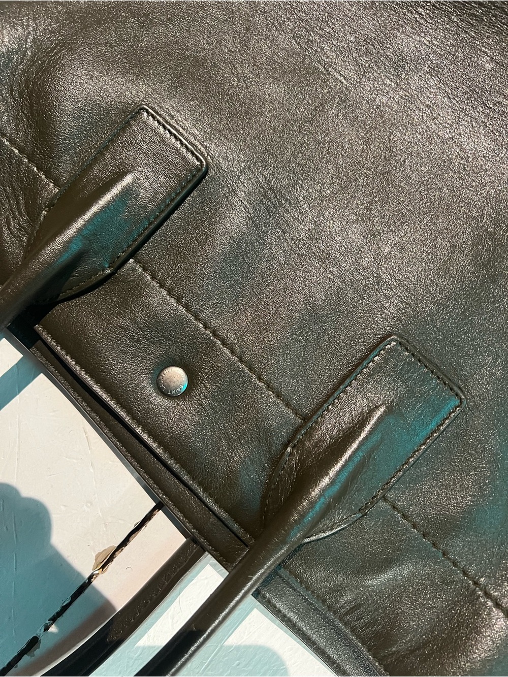 Saint Laurent Green Rive Gauche Leather Tote - Picture 5 of 10